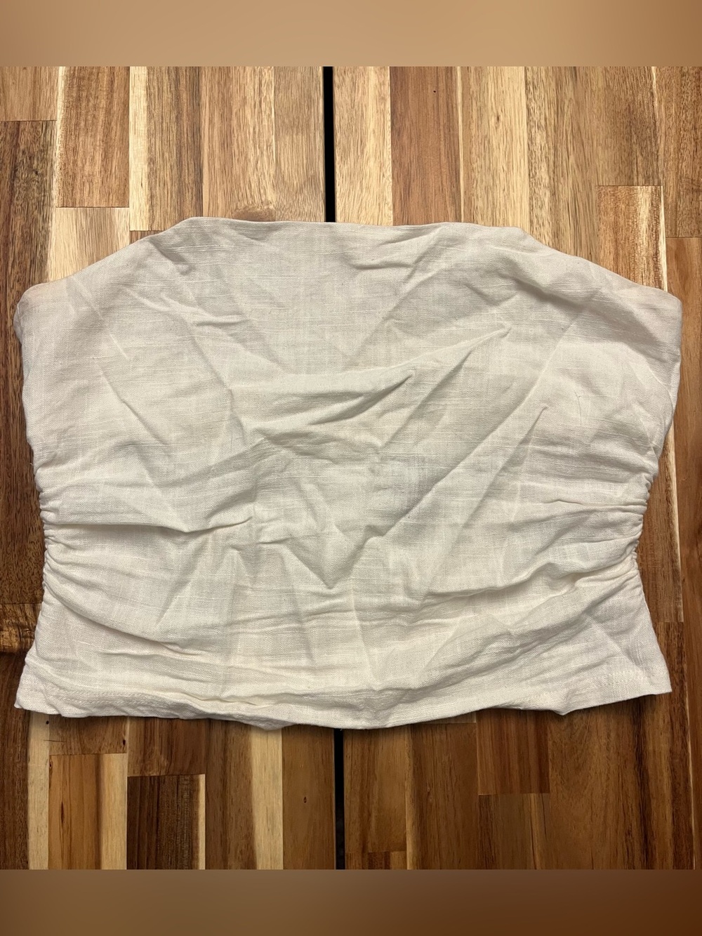 Women’s Cream Linen Strapless Crop Top